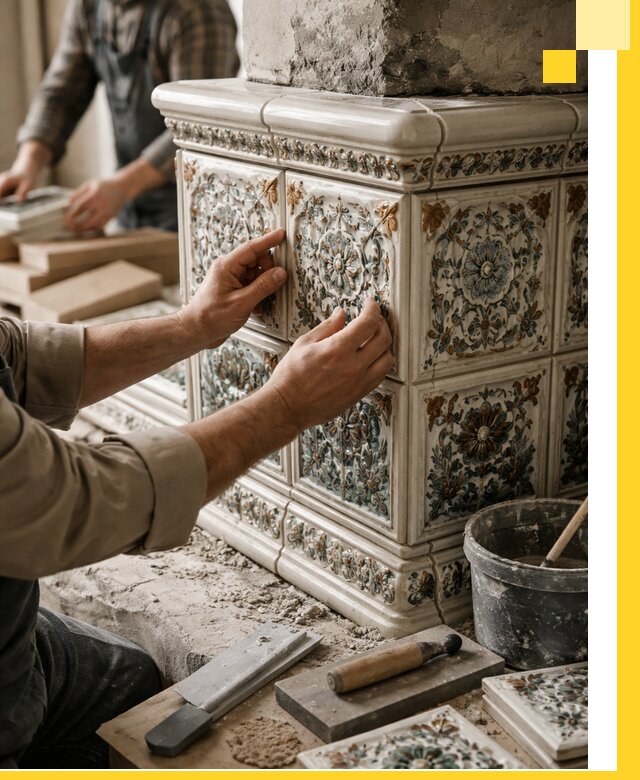 Изразцовые камины под ключ в Лобне: проект и монтаж