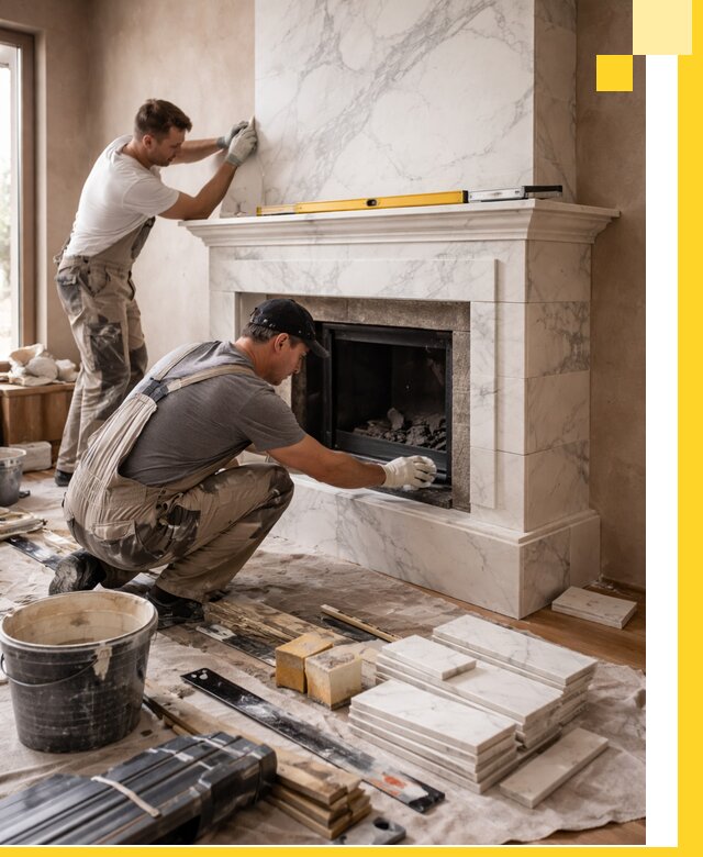 Отделка каминов в Лобне качественные облицовочные работы