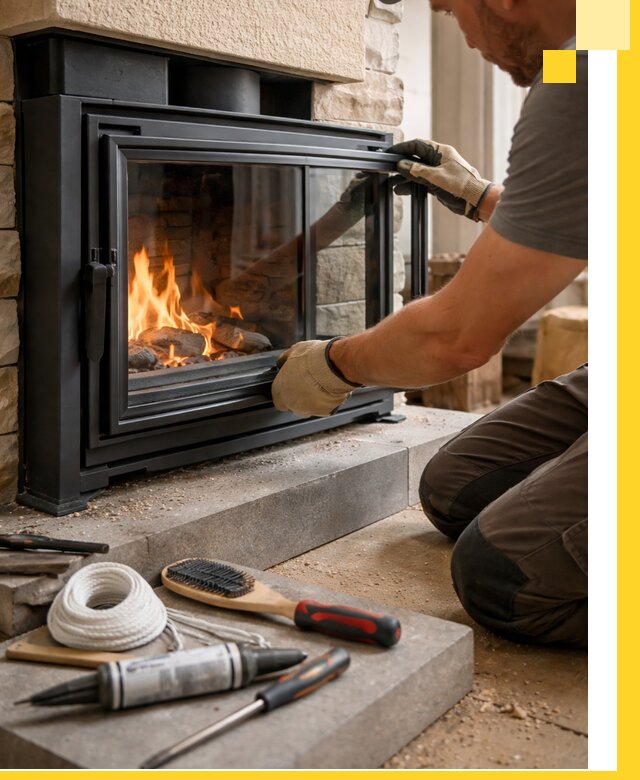 Производство, монтаж и доставка каминов со стеклом в Лобне