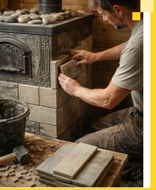 Облицовка банных печей в Лобне профессиональная отделка