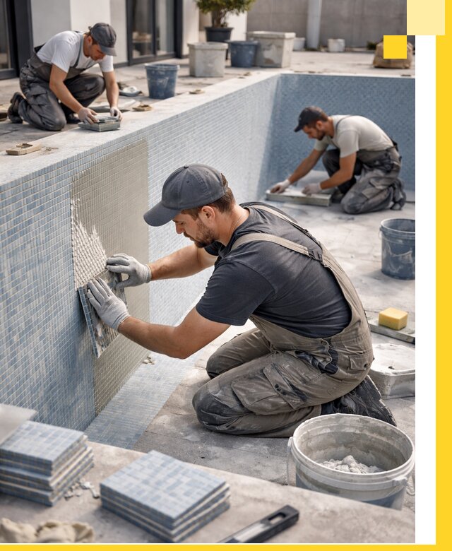 Облицовка бассейнов в Лобне плитка мозаика гидроизоляция