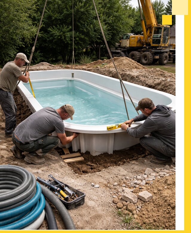 Установка и монтаж композитных бассейнов под ключ в Лобне