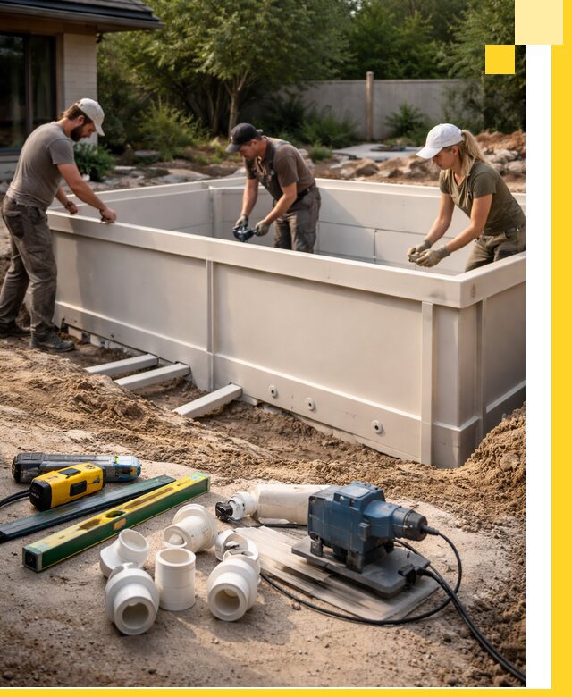 Установка полипропиленовых бассейнов под ключ в Лобне