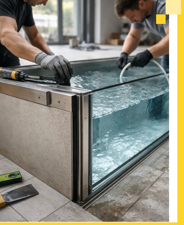 Проектирование и монтаж стеклянных бассейнов в Лобне