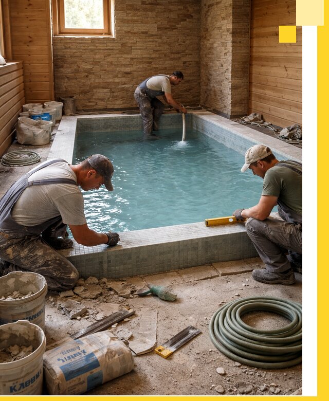 Проектирование и строительство бассейнов для бани в Лобне