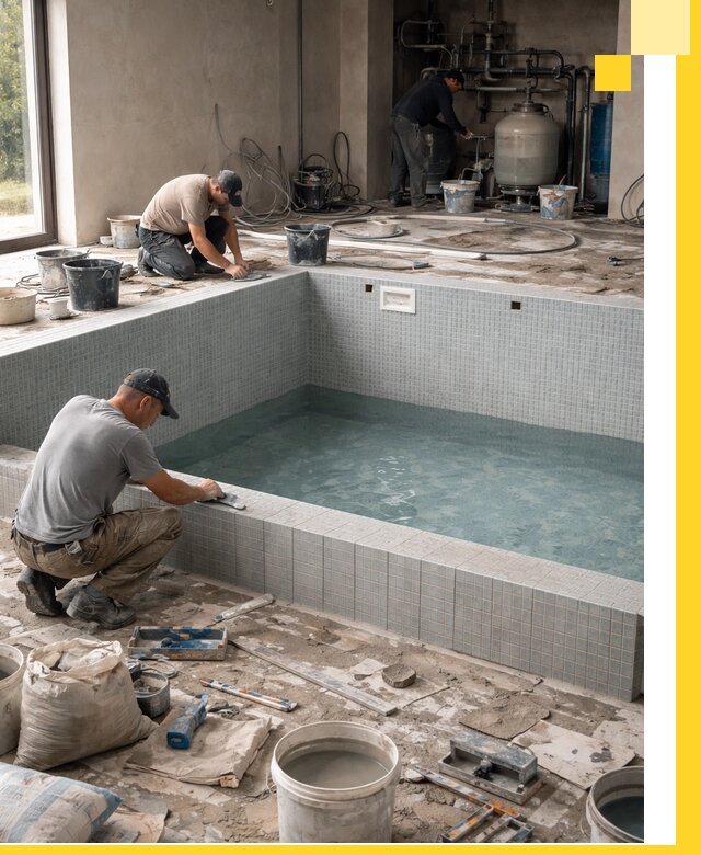 Строительство и монтаж бассейнов в помещении в Лобне