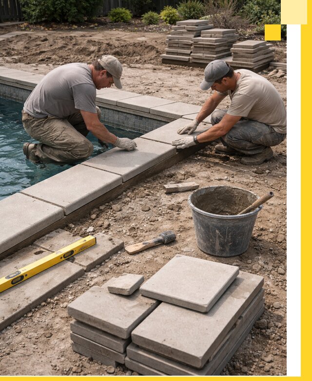 Установка и изготовление копингового камня для бассейнов в Лобне