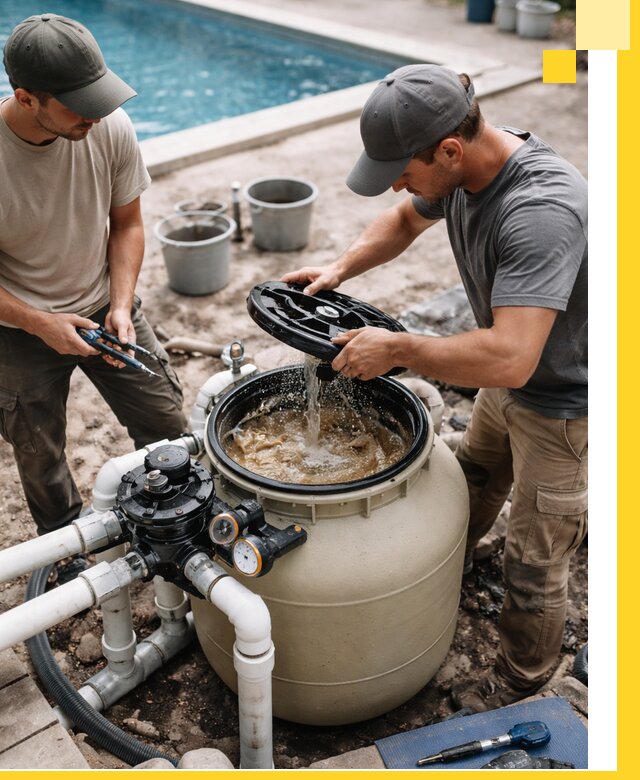 Установка и обслуживание песочных фильтров для бассейнов в Лобне