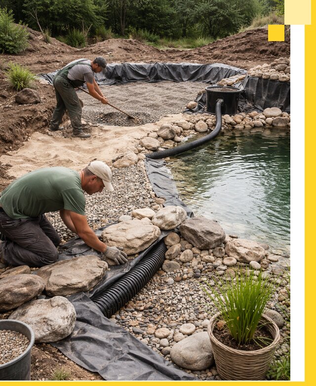Строительство природных бассейнов и озер в Лобне под ключ