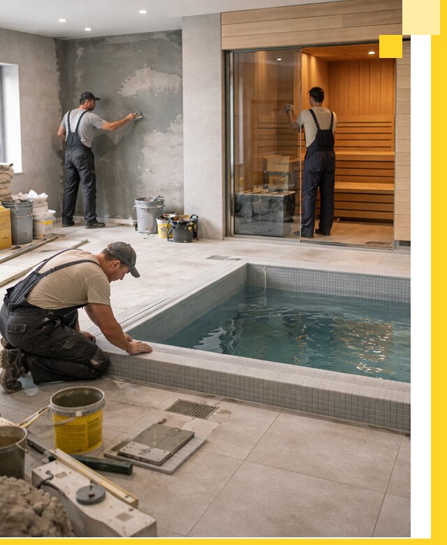 Проектирование и строительство сауны с бассейном в Лобне