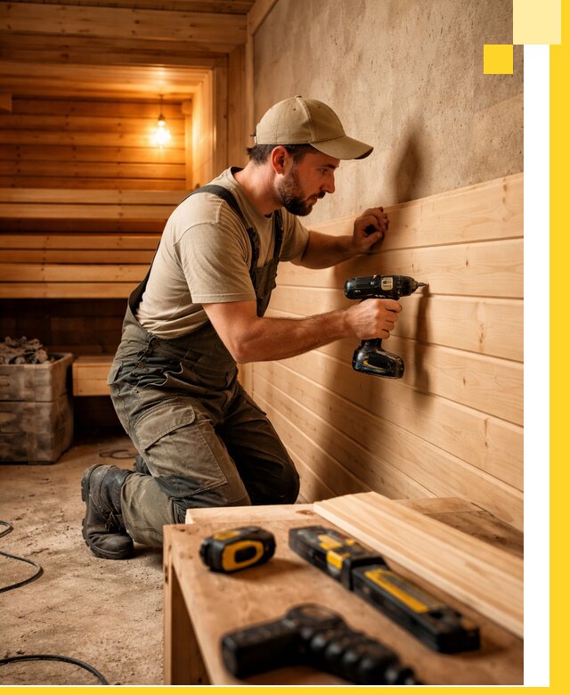 Профессиональная внутренняя отделка бани в Лобне под ключ