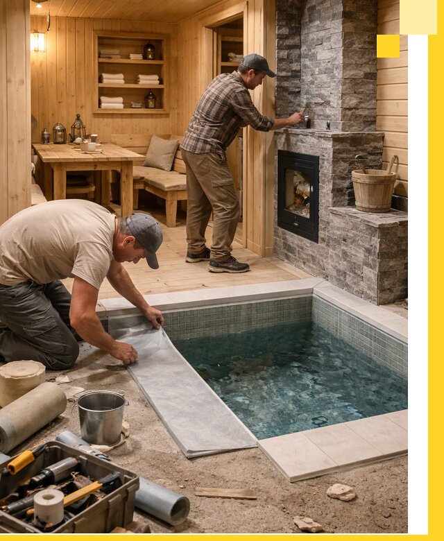 Строительство бань с комнатой отдыха под ключ в Лобне