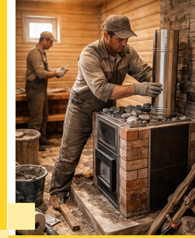 Монтаж печи в бане под ключ в Лобне от 20652 р. | ЭриданЛбн