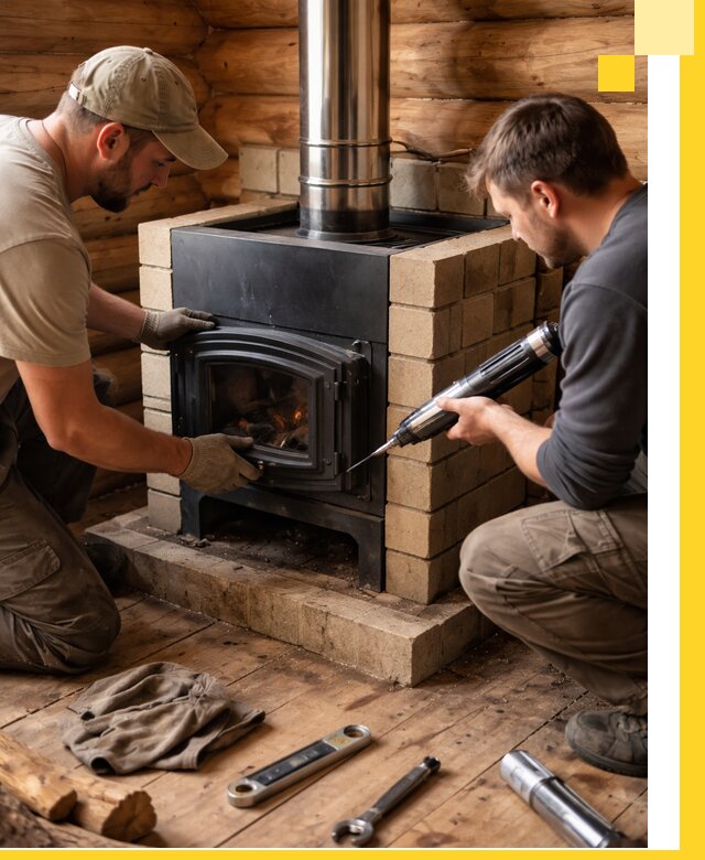 Монтаж и установка печи в бане под ключ с гарантией в Лобне