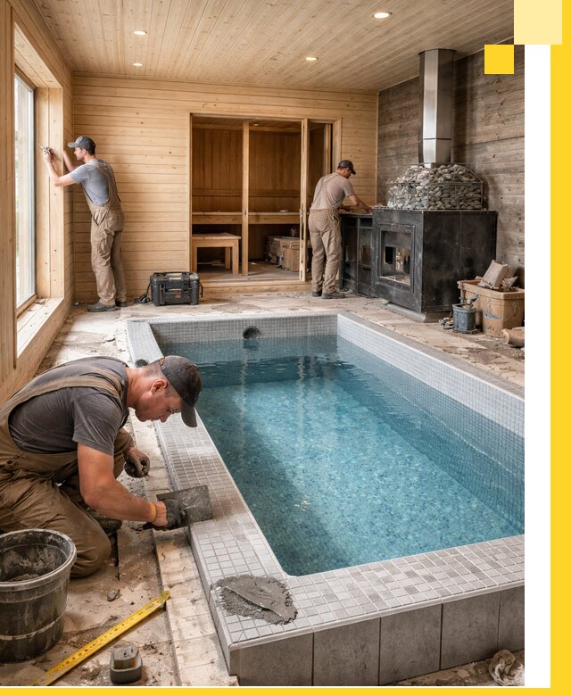 Проект бани с бассейном и сауной в Лобне под ключ