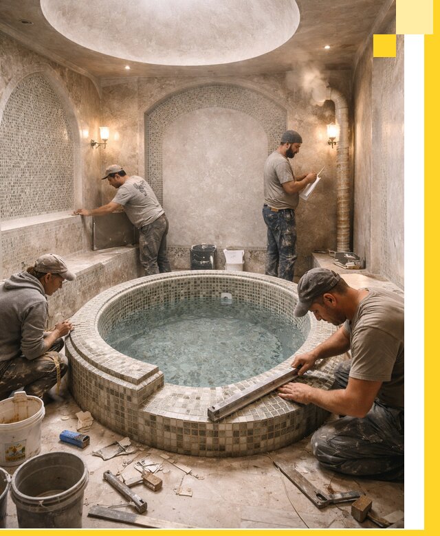 Профессиональное строительство хамама с бассейном в Лобне под ключ