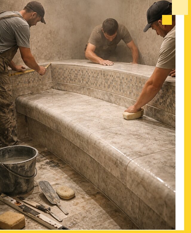 Изготовление и установка сидений для хамама в Лобне